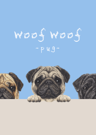 Woof Woof - Pug - SKY BLUE