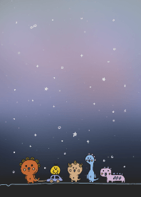 Doodle dinosaur on the pastel galaxy