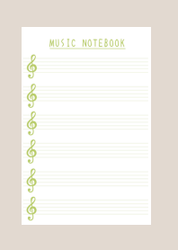 LEAF GREEN COLOR MUSICAL NOTES/BEIGE