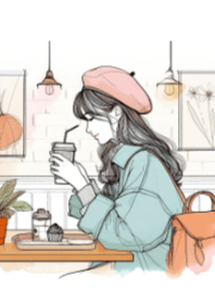 Cute Girl and Coffee V.50