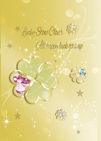 Gold / Feng shui colorful stone clover