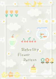 green Retro Sky Flower Pattern 07_2