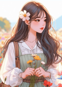 Minimal girl flower garden 02