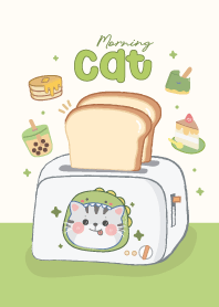 Cat dino morning (green)