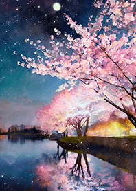 Beautiful night cherry blossoms#1435