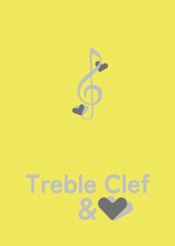 Treble Clef&heart gray yellow