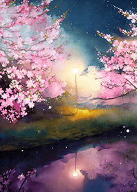 Beautiful night cherry blossoms#1843
