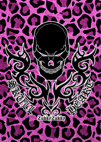 SKULL HEART2 LEOPARD PINK