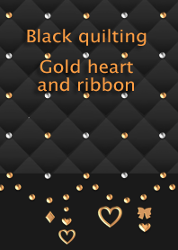 Black quilting(Gold heart and ribbon)