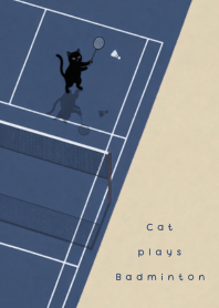 Badminton Cat Beige Blue Theme