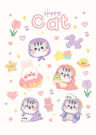 Happy cat cute : minimal pastel