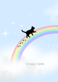 Cat praying on Rainbow