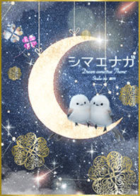 Long-tailed tit and crescent moon#