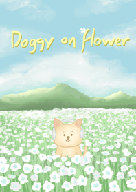 Doggy on flowers