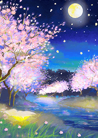 Beautiful night cherry blossoms#1994