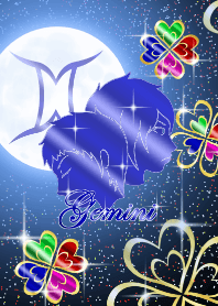 Gemini Man -four Leaf Clover Moon blue-
