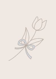Stylish line flower and blue ribbon