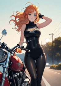 Girl riding a heavy motorcycle 5V2m9