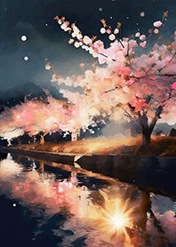 Beautiful night cherry blossoms#972