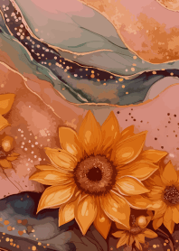 Sunflower Summer on red & beige