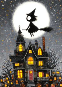 The Cute Witch under the Full Moon