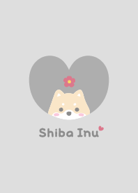 Shiba Inu2 Flower - gray
