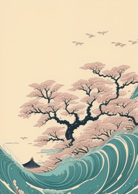 Ukiyo-e Sea Tiger Sakura yUbS