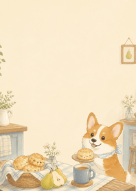 Cocoa Corgi Pear Scone Kitchen