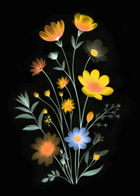 森林系花朵集(螢光黃色)