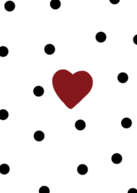 White x black. Polka dots and hearts.