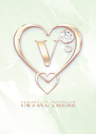 [ V ] Heart Charm & Initial  - Green
