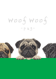 Woof Woof - Pug - WHITE/GREEN