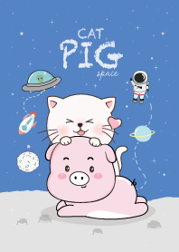 หมูกับแมวบนอวกาศ สีฟ้า