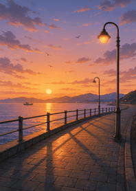 Crimson Sunset Beyond the Waves
