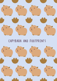 CAPYBARA AND FOOTPRINTS-BLUE GRAY