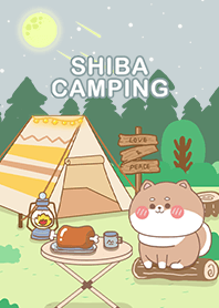 shiba inu- camping/universe/grey
