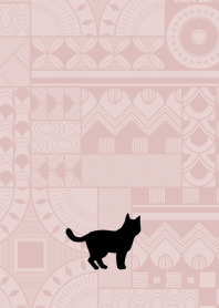 猫と幾何学模様（ピンク）
