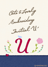 Cute & Lovely embroidery Initial 'U'