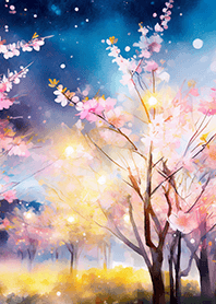 Beautiful night cherry blossoms#2308