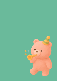 Pink Bear4 on blue green