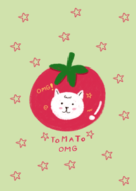 Cat with tomato cute green jp