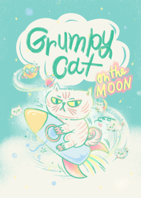 Grumpy Cat on the Moon! - Green