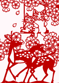 Paper Cutting (Sakura & Sika deer)02