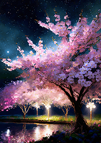 Beautiful night cherry blossoms#2000