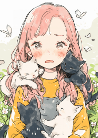 Cute girl and cats 7