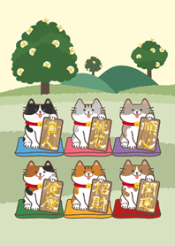 숲속의 행운의 고양이！(연노랑)