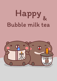 Happy bear & Bubble milk tea