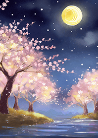Beautiful night cherry blossoms#754