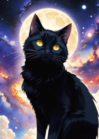 Night Moon Star Cat 006423