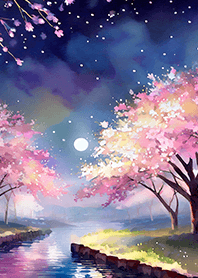 Beautiful night cherry blossoms#2103